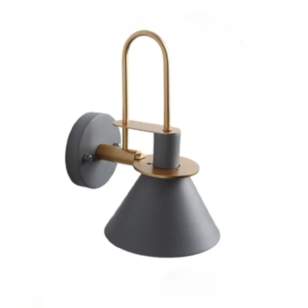 Colorful Macaroon Style Wall Mount Sconce Light For Hotel Bedrooms Grey