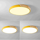 Colorful Nordic Wood Led Ceiling Lights Yellow / 30Cm 18W Warm White
