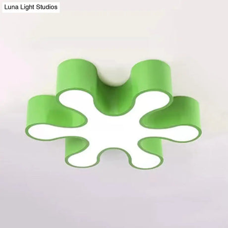 Colorful Petal Acrylic Led Ceiling Lamp For Kindergarten - Red/Yellow/Blue/Green 19.5/23.5 W Green /