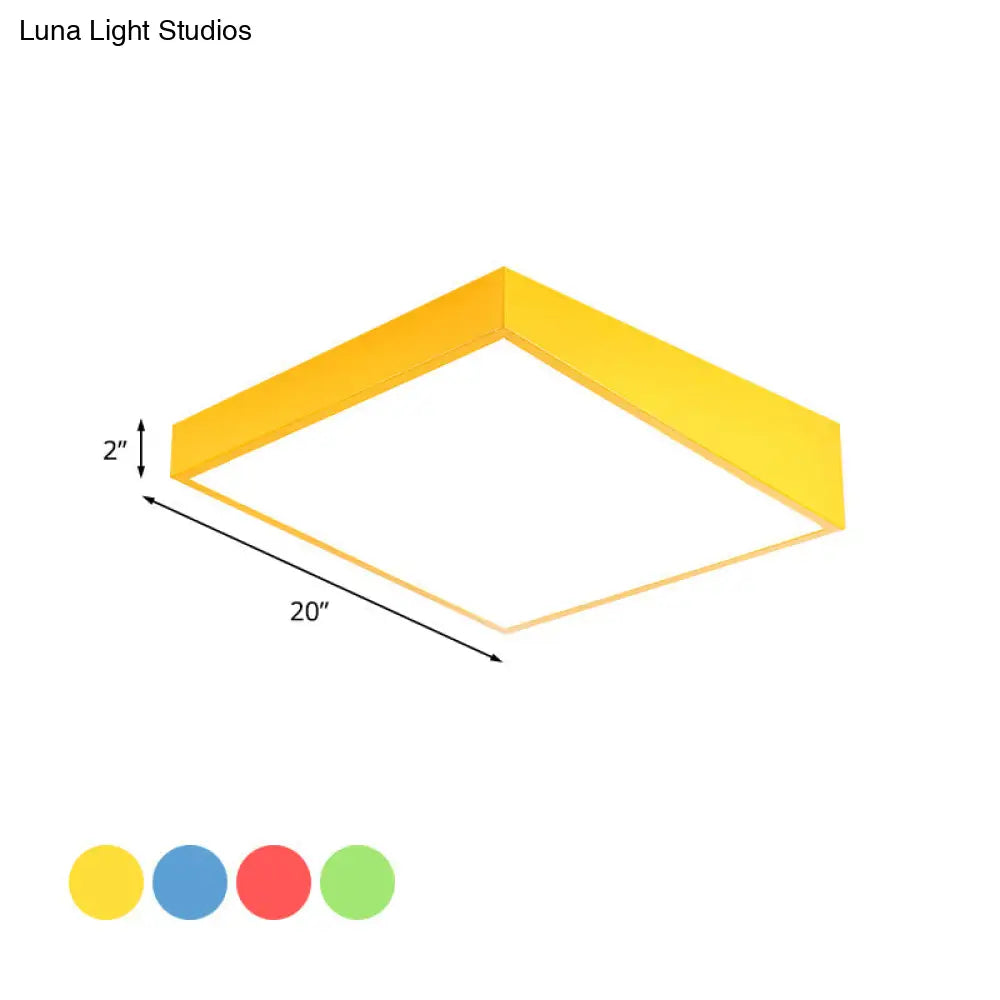 Colorful Square Led Flush Mount Ceiling Light For Kindergarten