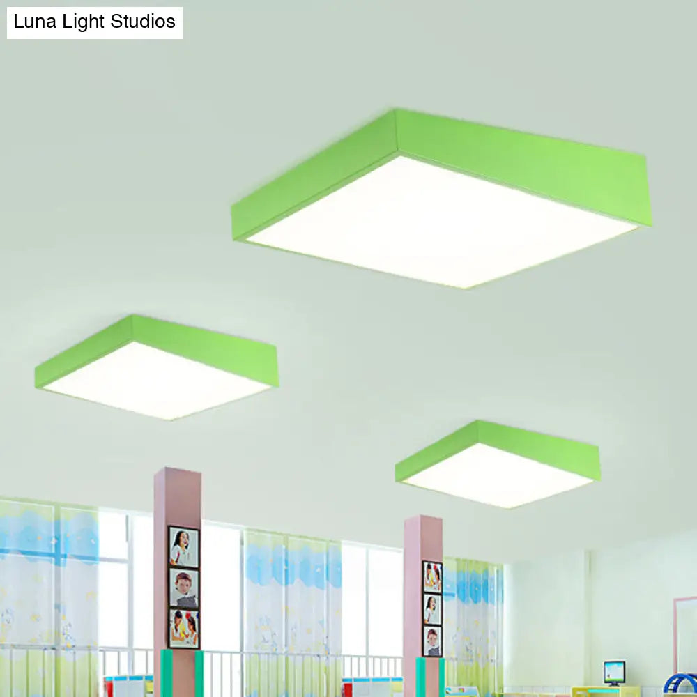 Colorful Square Led Flush Mount Ceiling Light For Kindergarten