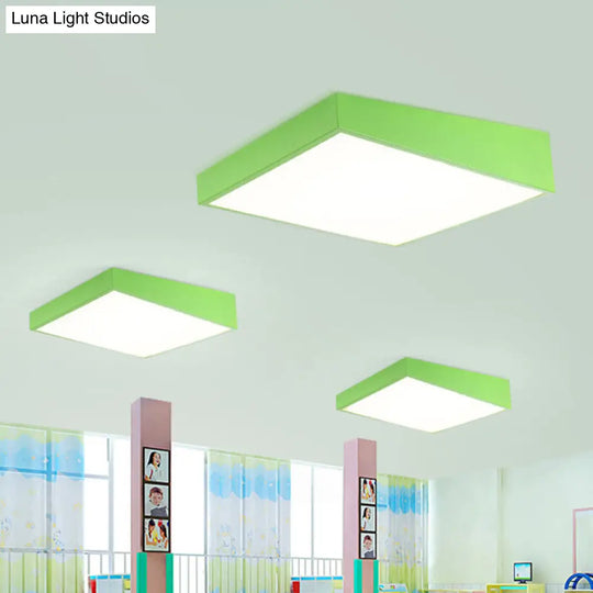 Colorful Square Led Flush Mount Ceiling Light For Kindergarten