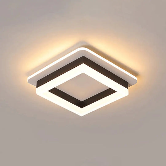 Compact Metal Led Flush Mount Ceiling Light With Acrylic Diffuser - Minimalist Design Black - White