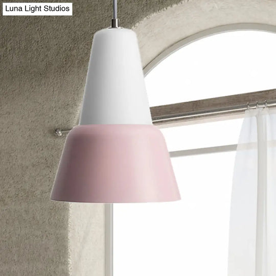 Cone Hanging Light Fixture - Macaron Metal Pendant Ceiling (1 Head 6.5’/10.5’ Height)