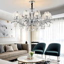 Conic Chrome Chandelier With Clear Crystal Droplets 3 Bulb Suspension Lighting