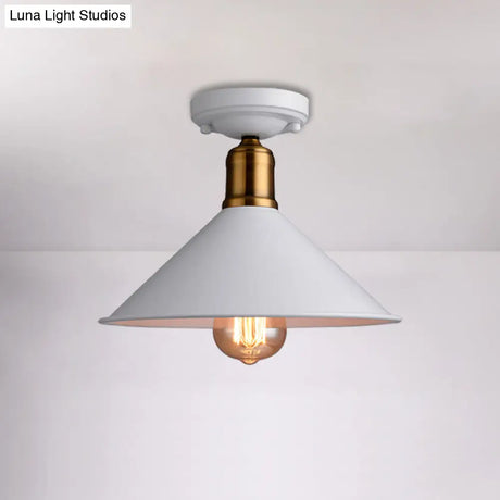 Conic Semi - Flush Mount Vintage Light - Stylish Black/White Metallic Ceiling Lighting