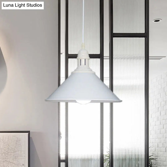Farmhouse Style Metal Ceiling Pendant Black/White Finish Indoor Hanging Light Fixture White