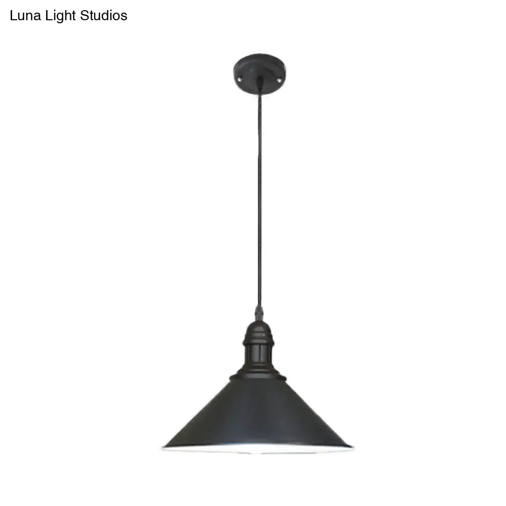 Farmhouse Style Metal Ceiling Pendant Black/White Finish Indoor Hanging Light Fixture