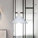 Conical Farmhouse Style Black/White Ceiling Pendant Light Fixture White