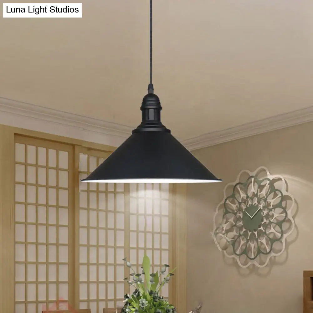 Farmhouse Style Metal Ceiling Pendant Black/White Finish Indoor Hanging Light Fixture