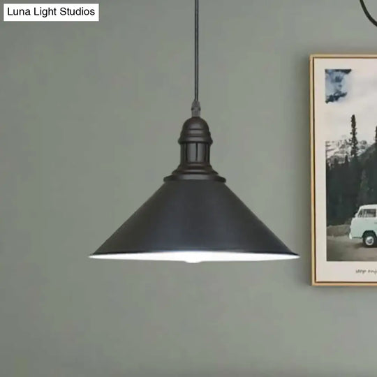 Farmhouse Style Metal Ceiling Pendant Black/White Finish Indoor Hanging Light Fixture Black