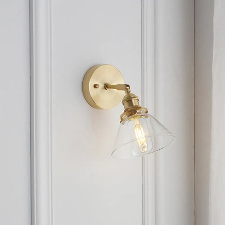 Conical Glass Wall Lamp With Single Head For Corridor Lighting - Mounted Fixture Gold