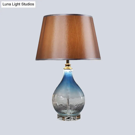 Conical Nightstand Lamp - Modernist Fabric Reading Light In Dark Coffee
