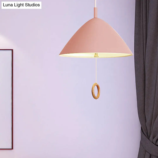 Conical Pendant Lamp: Minimalistic Metal And Macaron Design For Living Room