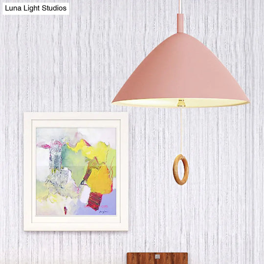 Conical Pendant Lamp: Minimalistic Metal And Macaron Design For Living Room