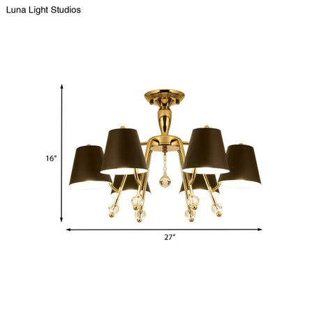 Conical Semi - Mount Black 6/8 - Light Ceiling Light With Crystal Orb Accent For Living Room