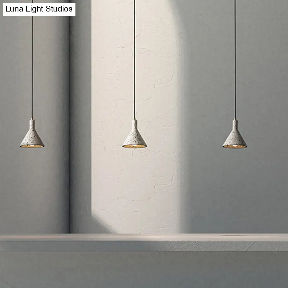 Terrazzo Pendant Light Fixture: Black/White Conical Nordic Design - Hanging Lamp Kit For Tables