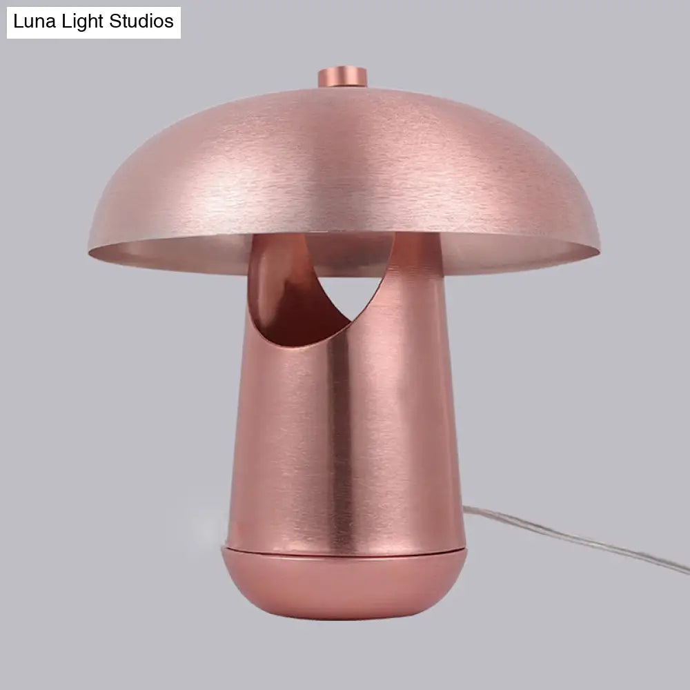 Contemporary 1-Head Metallic Nightstand Lamp In Bronze/Rose Gold - Table Lighting For Dining