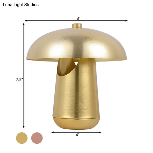 Contemporary 1-Head Metallic Nightstand Lamp In Bronze/Rose Gold - Table Lighting For Dining