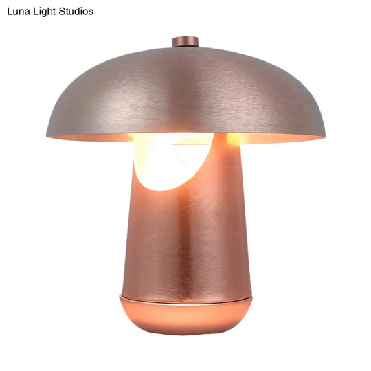 Contemporary 1-Head Metallic Nightstand Lamp In Bronze/Rose Gold - Table Lighting For Dining