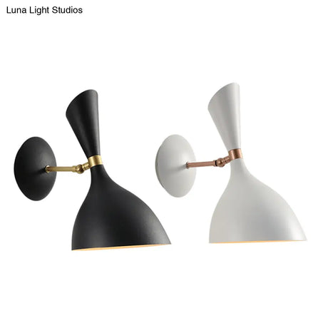 Contemporary 1-Light Wall Mounted Funnel Sconce With Metal Shade For Bedside