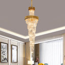 Contemporary 14-Light Spiral Crystal Prism Chandelier Black/Brass Perfect For Banquet Halls Brass