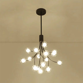 Contemporary 16-Light Black Finish Grape Chandelier - Metal Pendant Lamp
