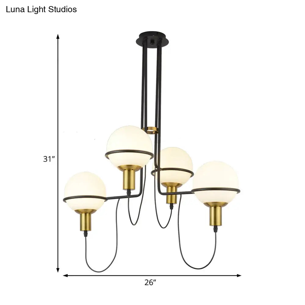 Contemporary 2/4 Light Gold Hanging Pendant Chandelier with Clear Glass Shade
