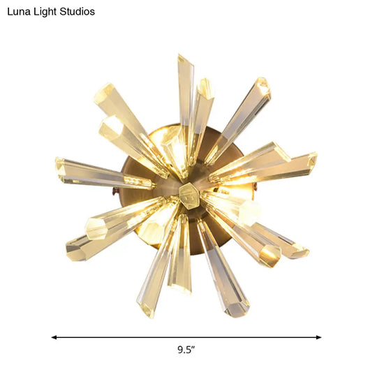 Contemporary 2-Head Gold Crystal Rod Sputnik Wall Sconce - Warm/White Light