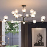 Contemporary 2-Tier Ball Clear Glass Chandelier With Radial Design - 8/12/18 Lights Black/Gold