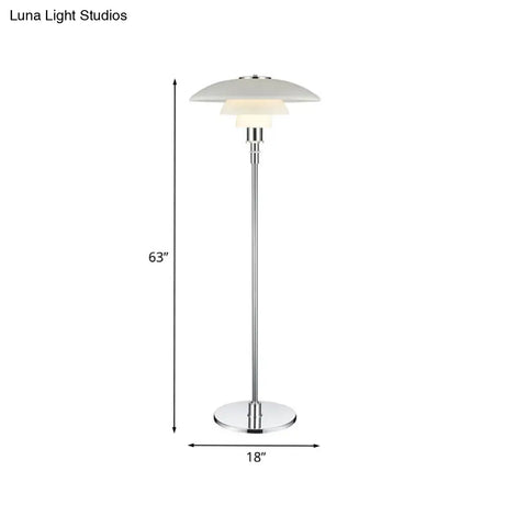 Contemporary 2 Tier Metallic Floor Lamp: Plate-Like Design 1 Head White For Living Room