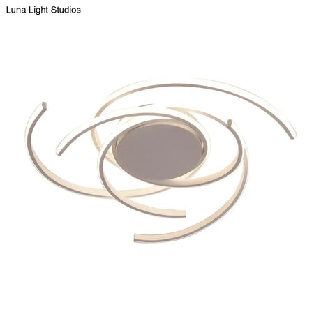 Contemporary 22’/29.5’ Wide Twisted Flush Mount Light - Led Acrylic Ceiling Lamp White/Black
