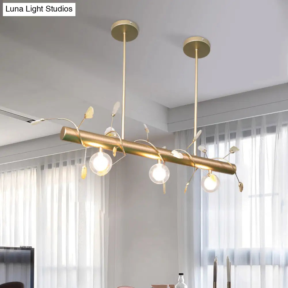 Contemporary 3-Light Ceiling Pendant With Vibrant Colored Glass Shade Gold / B