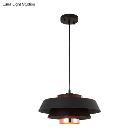Contemporary 3-Tiered Metal Pendant Ceiling Light With 1 Bulb For Dining Room - Black/White