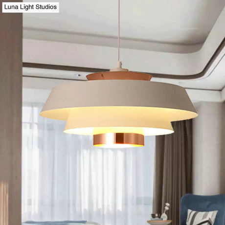 Contemporary 3-Tiered Metal Pendant Ceiling Light With 1 Bulb For Dining Room - Black/White