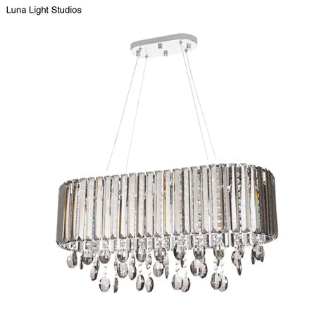 Contemporary 6-Head Living Room Chandelier With Crystal Shade