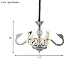 Contemporary 6-Light Acrylic Gooseneck Ceiling Lamp With Crystal Accent & Chrome Finish