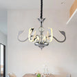 Contemporary 6-Light Acrylic Gooseneck Ceiling Lamp With Crystal Accent & Chrome Finish