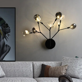Contemporary 9-Light Led Sconce Lighting - Black Finish Wall Lamp For Living Room
