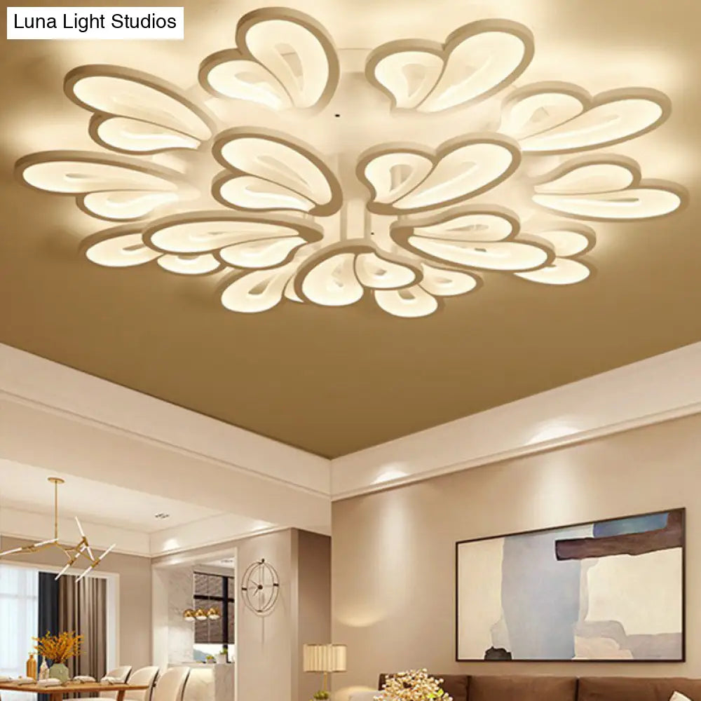 Contemporary Acrylic Butterfly Flush Mount Led Ceiling Light In White