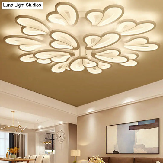 Contemporary Acrylic Butterfly Flush Mount Led Ceiling Light In White