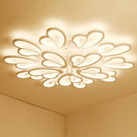 Contemporary Acrylic Butterfly Flush Mount Led Ceiling Light In White 15 / Warm