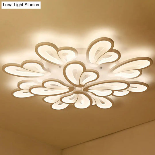 Contemporary Acrylic Butterfly Flush Mount Led Ceiling Light In White 12 / Warm
