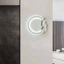 Contemporary Acrylic C-Shape Wall Sconce Light With Bird Design Led Lamp In Warm/White White / Right