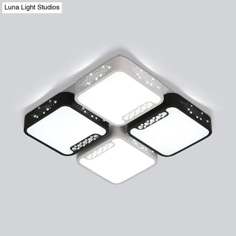 Contemporary Acrylic Flush Pendant Light - Led Black Ceiling Mount For Living Room