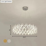 Contemporary Acrylic Led Chandelier - 31.5’/23.5’ W Grid Chrome/Gold Warm/White Light
