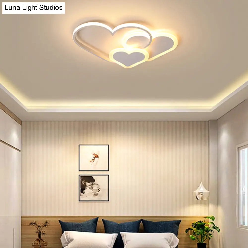 Contemporary Acrylic Led Flush Ceiling Light Fixture - Loving Heart Design For Bedrooms