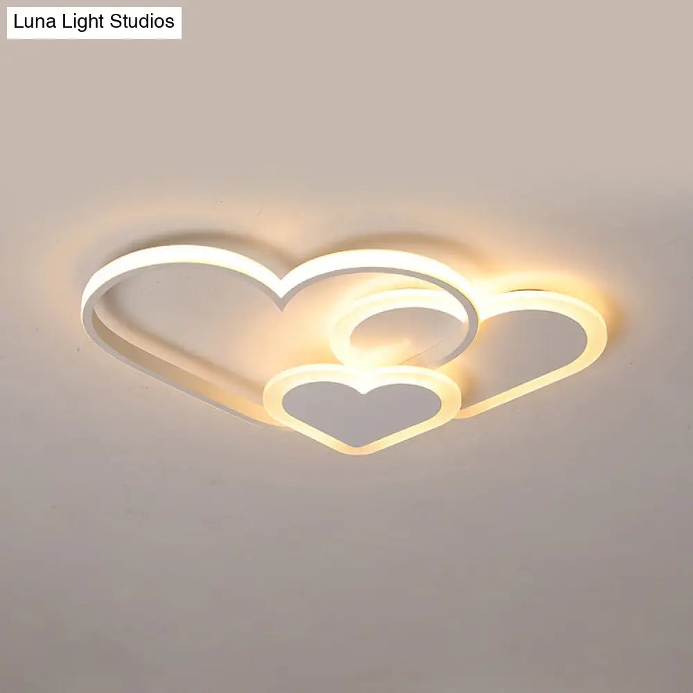 Contemporary Acrylic Led Flush Ceiling Light Fixture - Loving Heart Design For Bedrooms White / 16.5