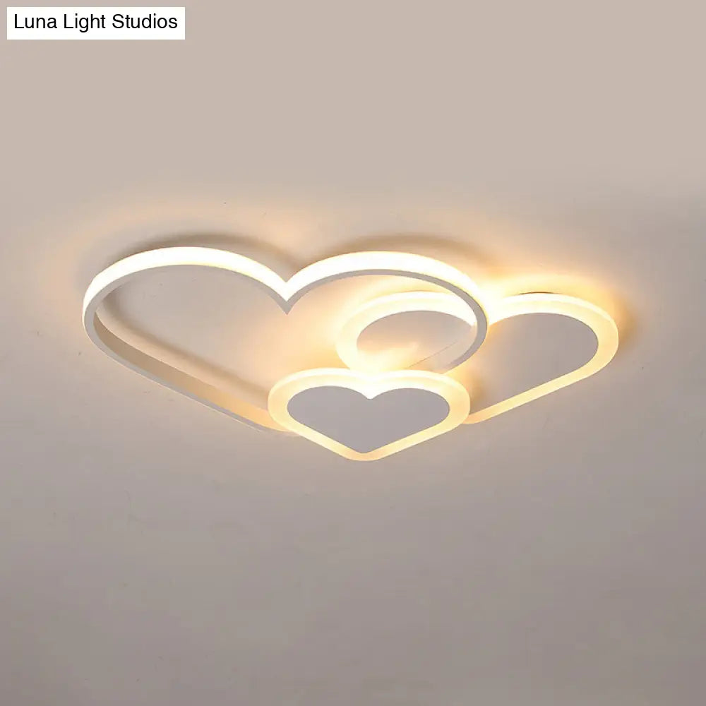 Contemporary Acrylic Led Flush Ceiling Light Fixture - Loving Heart Design For Bedrooms White / 20.5