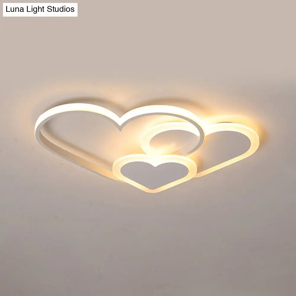 Contemporary Acrylic Led Flush Ceiling Light Fixture - Loving Heart Design For Bedrooms White / 16.5
